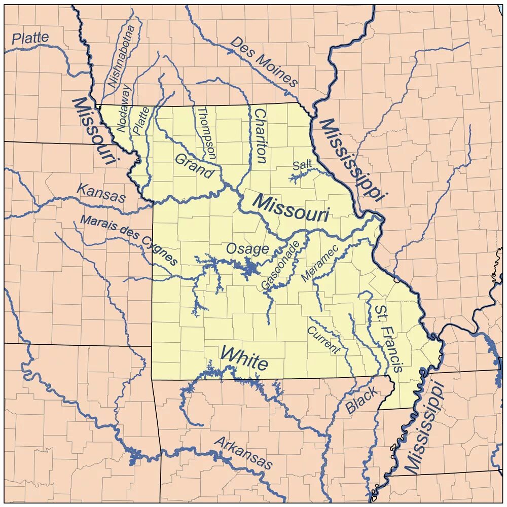 Река протекающая в северной америке. Бассейн реки Миссури. Река Миссури на карте. Река Миссури на карте Северной Америки.