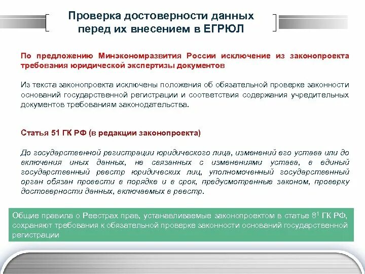 Проверка достоверности сведений егрюл