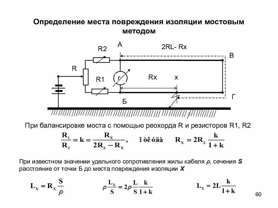 Определение повреждение кабеля. Схема определения места повреждения кабеля методом петли. Схема определения места повреждения кабеля ПЕТЛЕВЫМ методом. Определение места повреждения изоляции.. Импульсный метод определения повреждения кабеля.