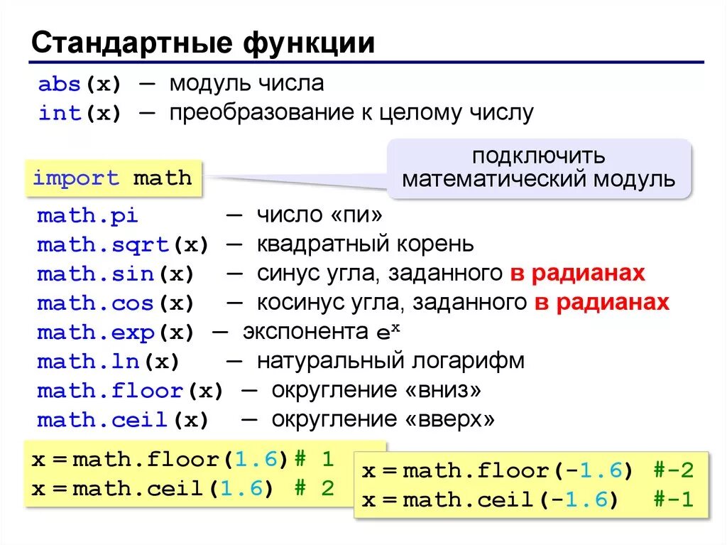 Инт классы. Стандартные функции питон. Основные функции в питоне для начинающих. Стандартные функции языка Python. Команды языка программирования.