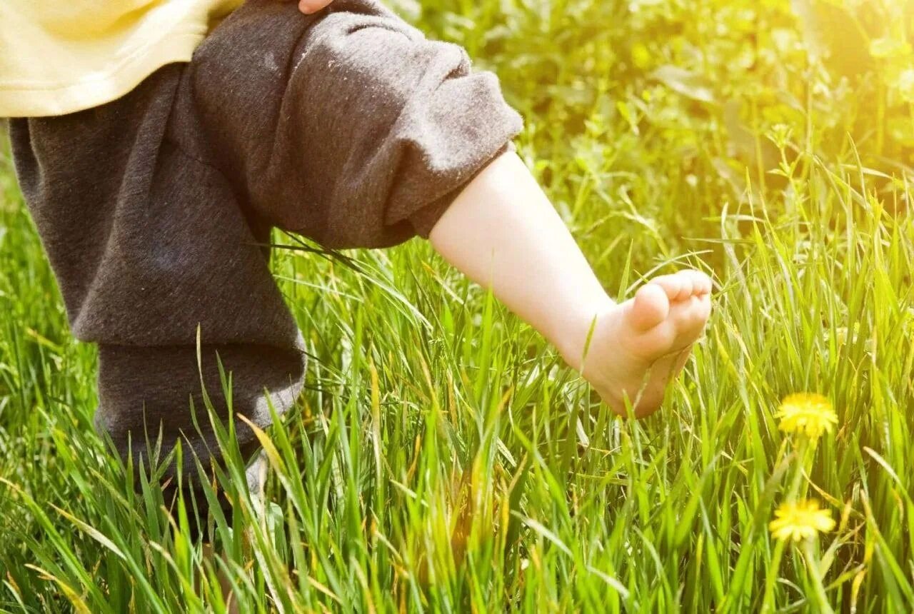 Наши ножки шагают по дорожке. Хождение босиком. Ребенок босиком по траве. Ходить босиком по траве. Босыми ногами по траве.