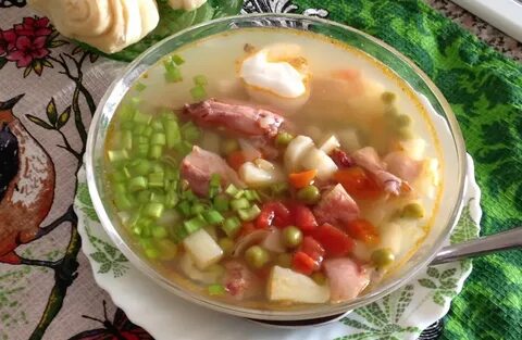 Суп с горошком консервированным и сыром