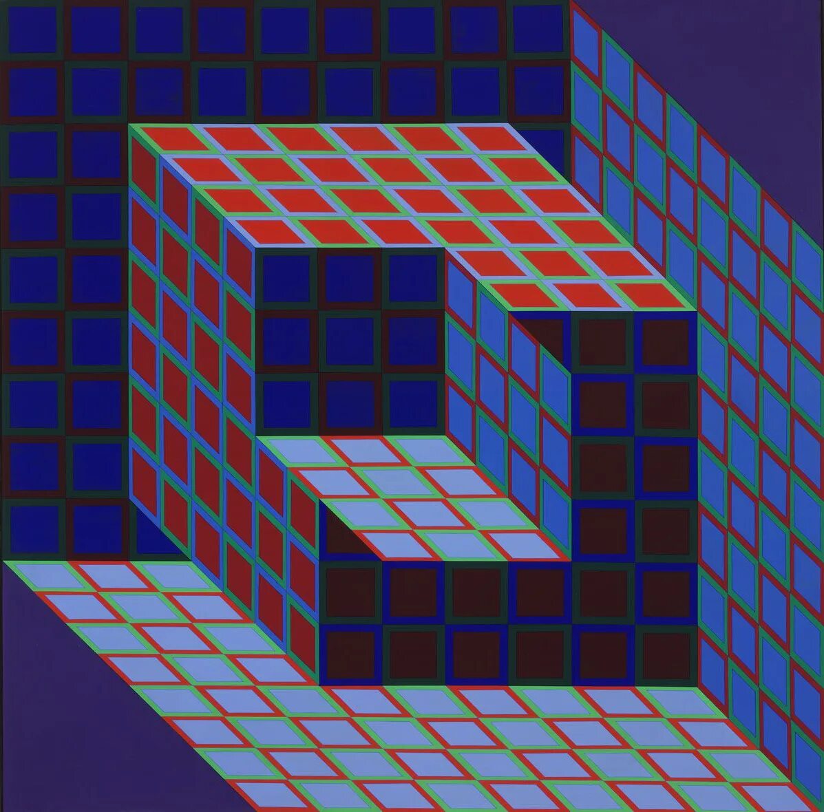 Victor Vasarely картины лестница. Вазарели в архитектуре. Изображение трехмерного пространства