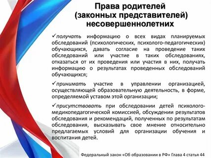 Обязанности законных представителей