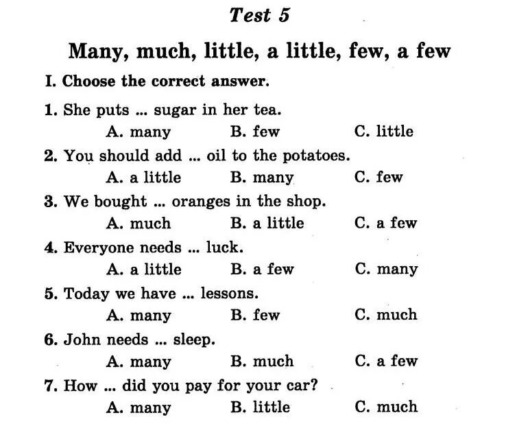 Much many test english. Задания на few a few little a little. Тесты по грамматике английского языка. Тест much many little few. Задание на few little.