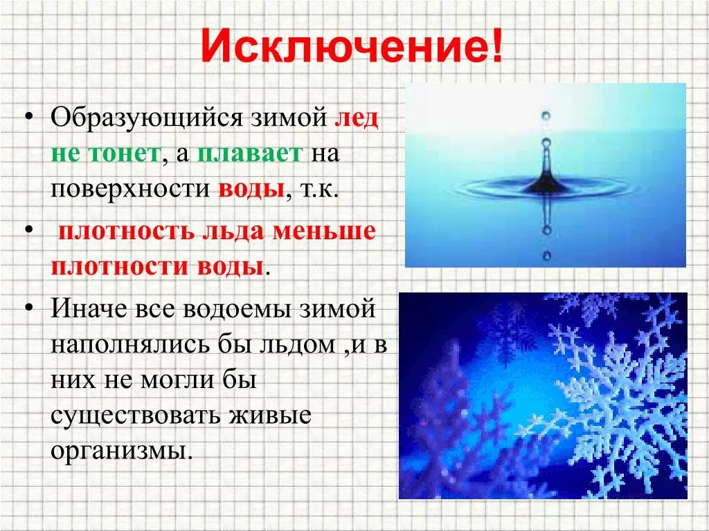 Лед всплывает в воде. Плотность льда меньше плотности воды. Плотность воды зимой. Почему лёд не тонет в воде. Лёд плавает на поверхности воды.