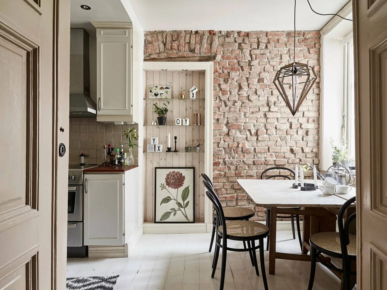 Стены на кухне. Декор стены на кухне. Декорирование стен на кухне. Кирпичики в интерьере кухни.