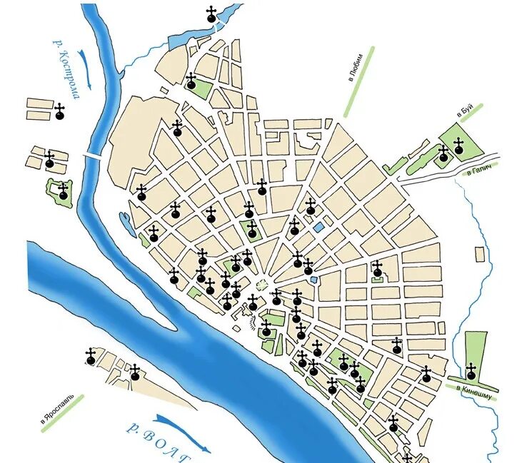 В каком городе улицы расположены веером. Г Кострома на карте. Карта Костромы с улицами. Карта города Кострома Кострома. Кострома. Карта города.