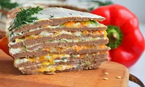 Печеночный торт на молоке из куриной печени