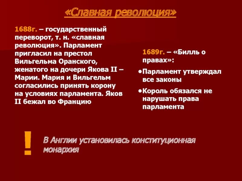 Причины славной революции в англии