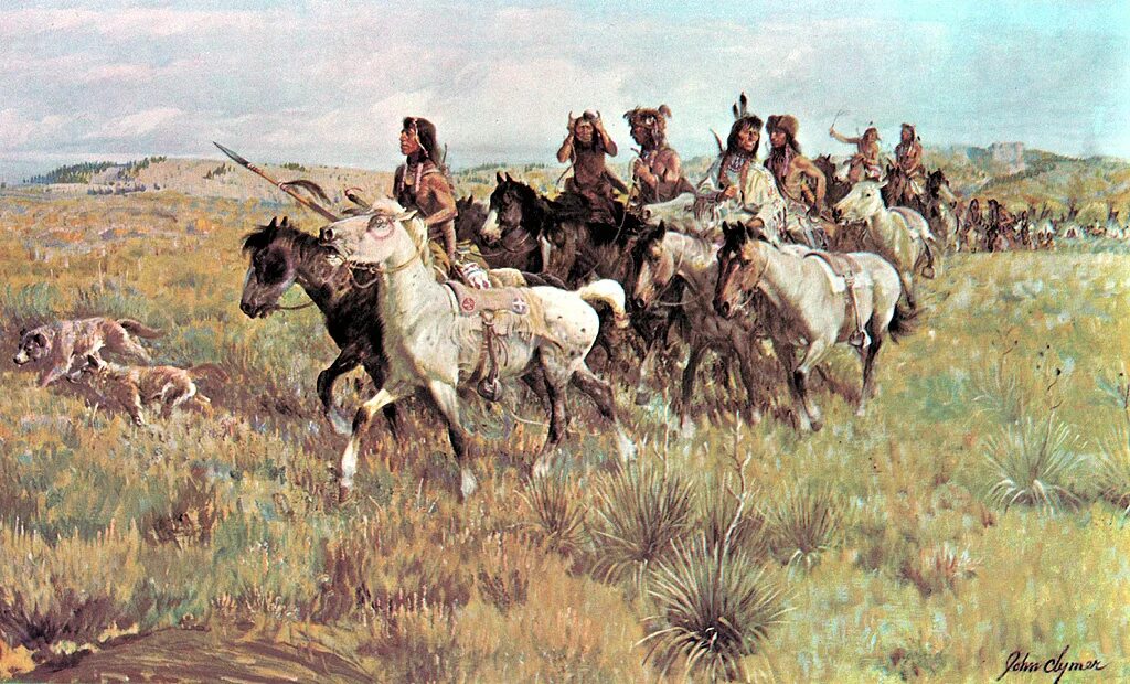 Индейцы на диком западе. John clymer art. картина дикий запад бизон. индейцы северной америки охота на бизонов. индейцы на охоте.