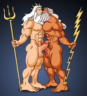 ...king triton, zeus, disney, the little mermaid, 2boys, 5 toes, abs, balls...