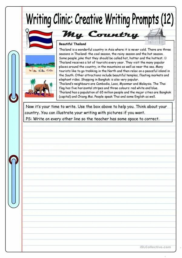 Writing my country. Writing exercises and prompts. my country. writing clinic creative writing prompts 13. about my country.