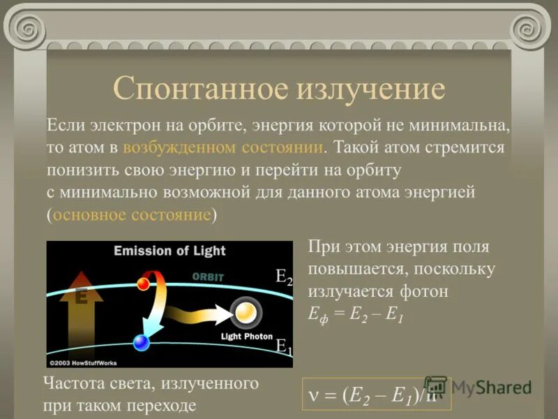 Энергия излучения при переходе