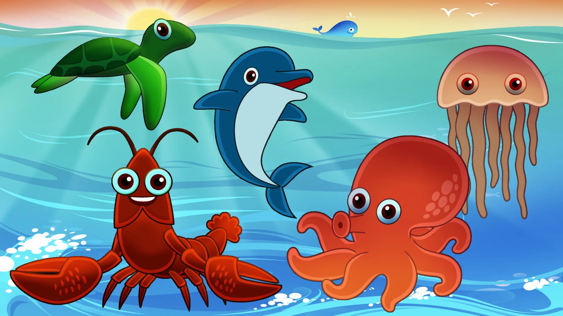 Sea animals Video for Kids. Sea animals cartoon. Underwater animals for Kids. Under the Water animals cartoon.