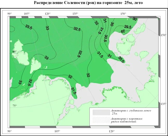 Карта солености воды