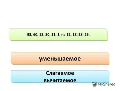 5 вычитаемое и слагаемое