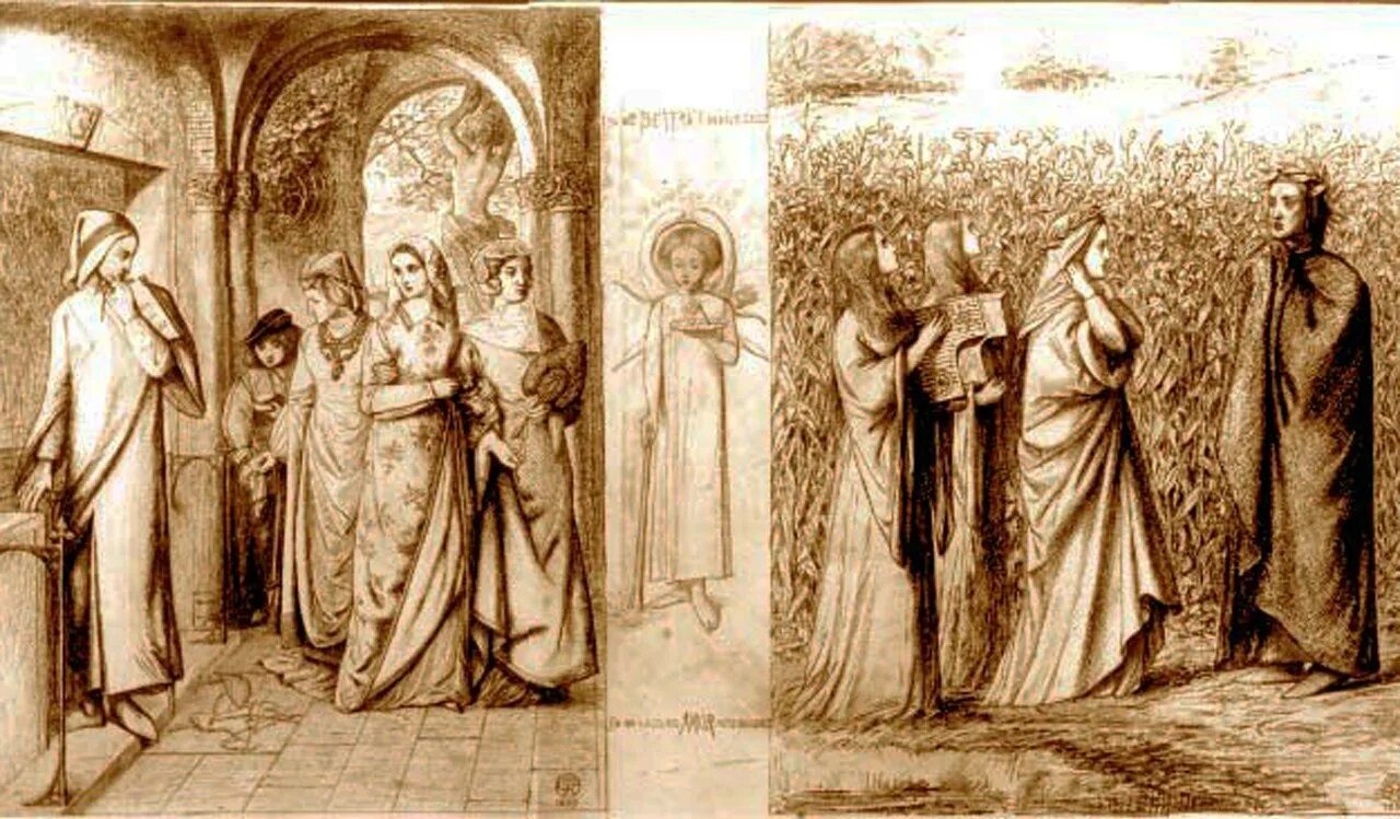Данте алигьери новая жизнь. Беатриче божественная комедия. данте россетти беатриче. данте и беатриче картина. данте и беатриче в раю прерафаэлиты.