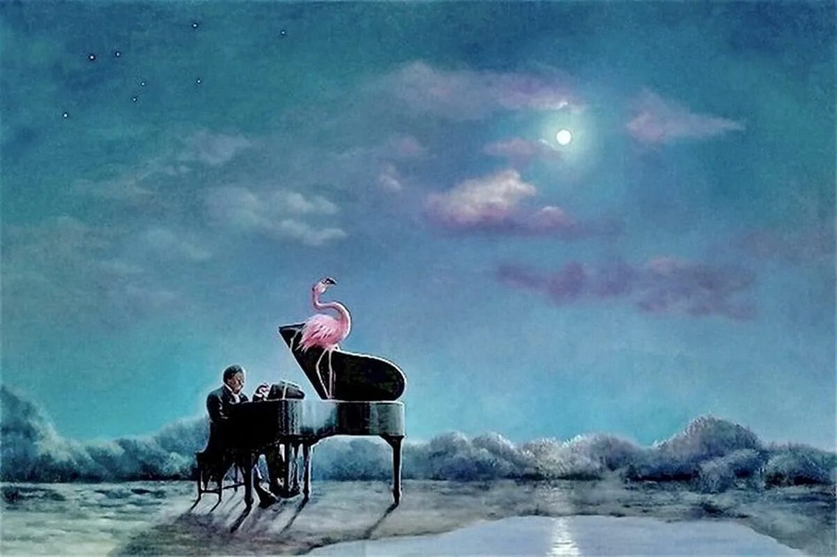 Художник мечтал написать необычный. Линн Лупетти картины. Мечта живопись. Сюрреализм пианино. Мечты и грезы.