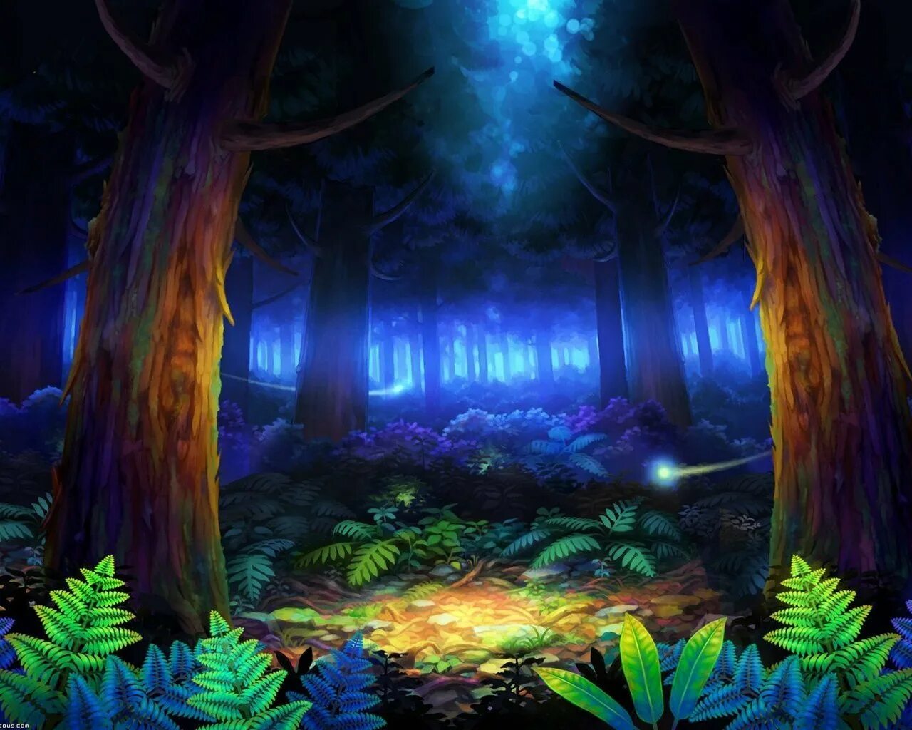 Светлячки в бамбуковом лесу япония. Загадочный лес. Сказка ночью в лес. Парк светлячков. Синий лес.