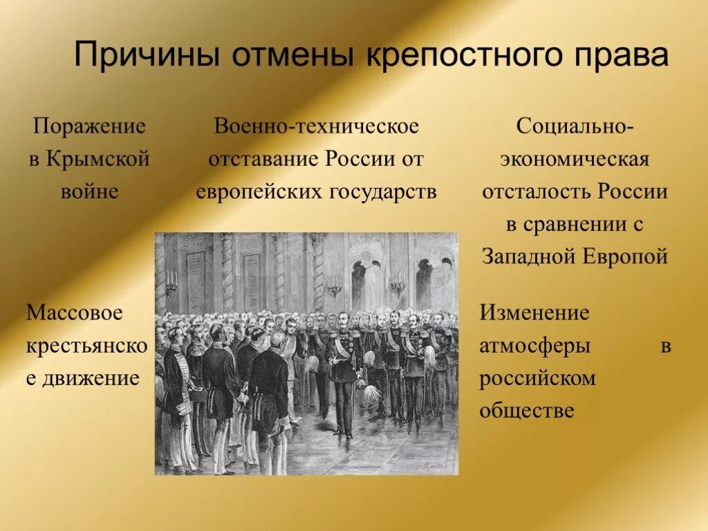 Причины отмены крепостного прав. Причиеы отпены крепостногомрава. Причины отмены крепоснигоправа.