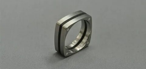 Titanium ring trouwring ring met ebbenhouten inleg zilveren afbeelding 1 