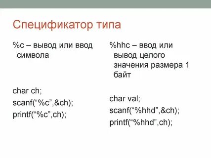 Printf спецификаторы