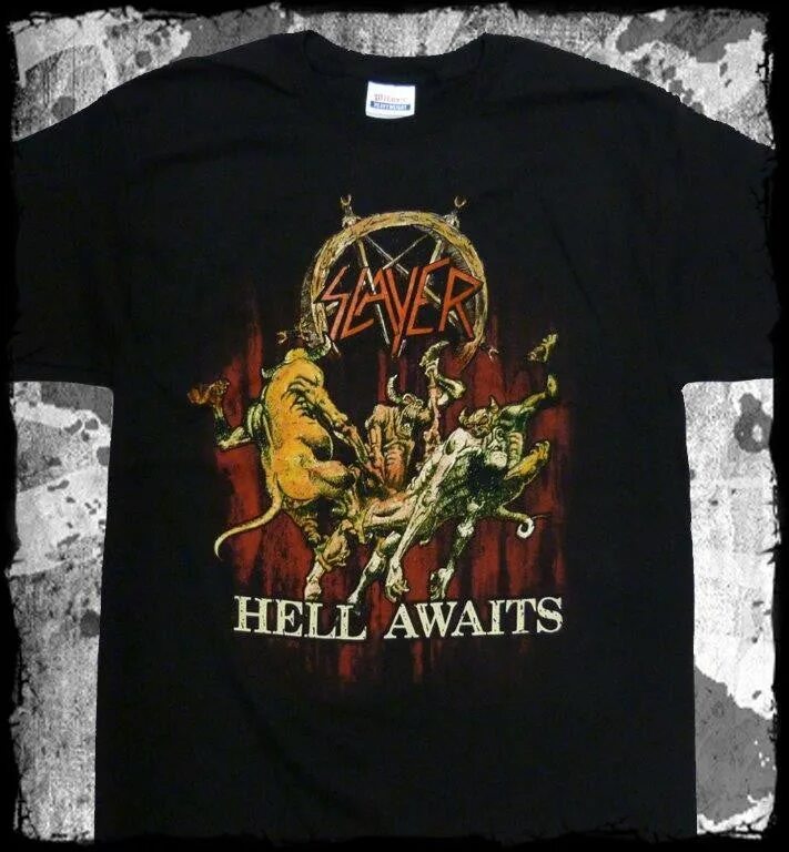 Slayer hell awaits 1985. Slayer hell awaits 1985. Slayer awaits. Slayer awaits. Футболка hell awaits.