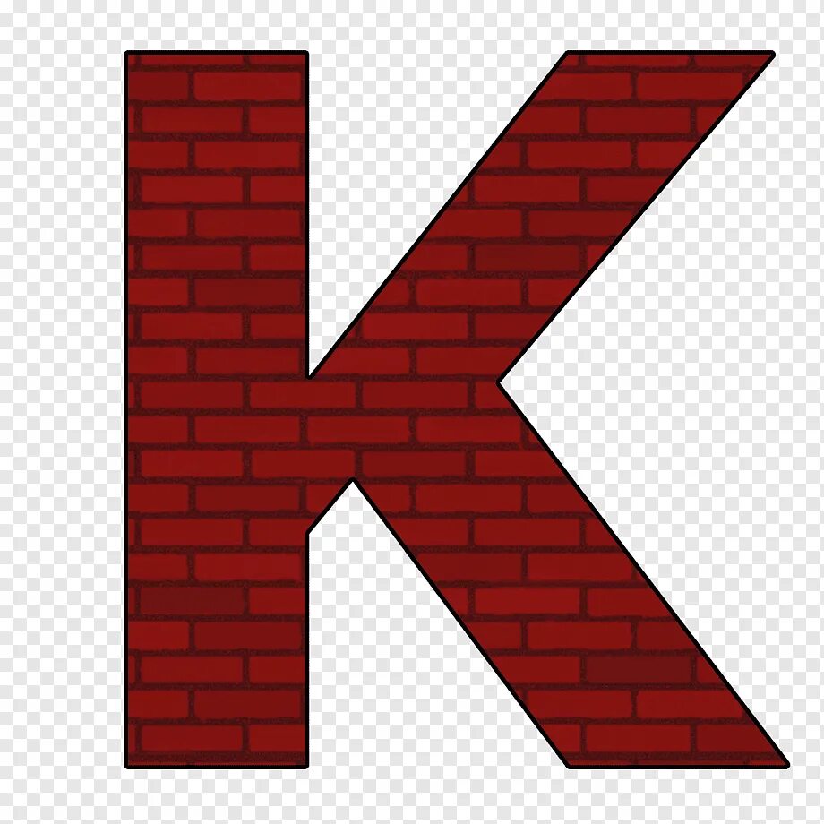 Буква k. Буква а. Буквы из кирпича. Красными буквами. K