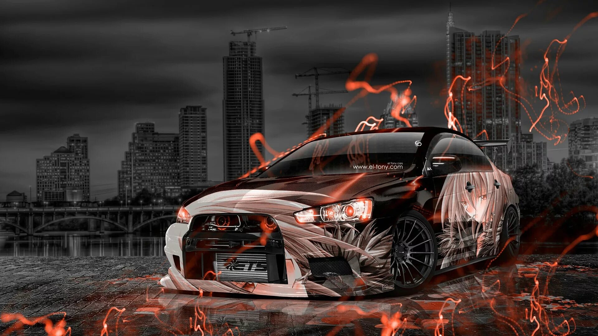 Hot graphics. El Tony cars Митсубиси ланцер. Mitsubishi Lancer Evolution x 1920x1080.