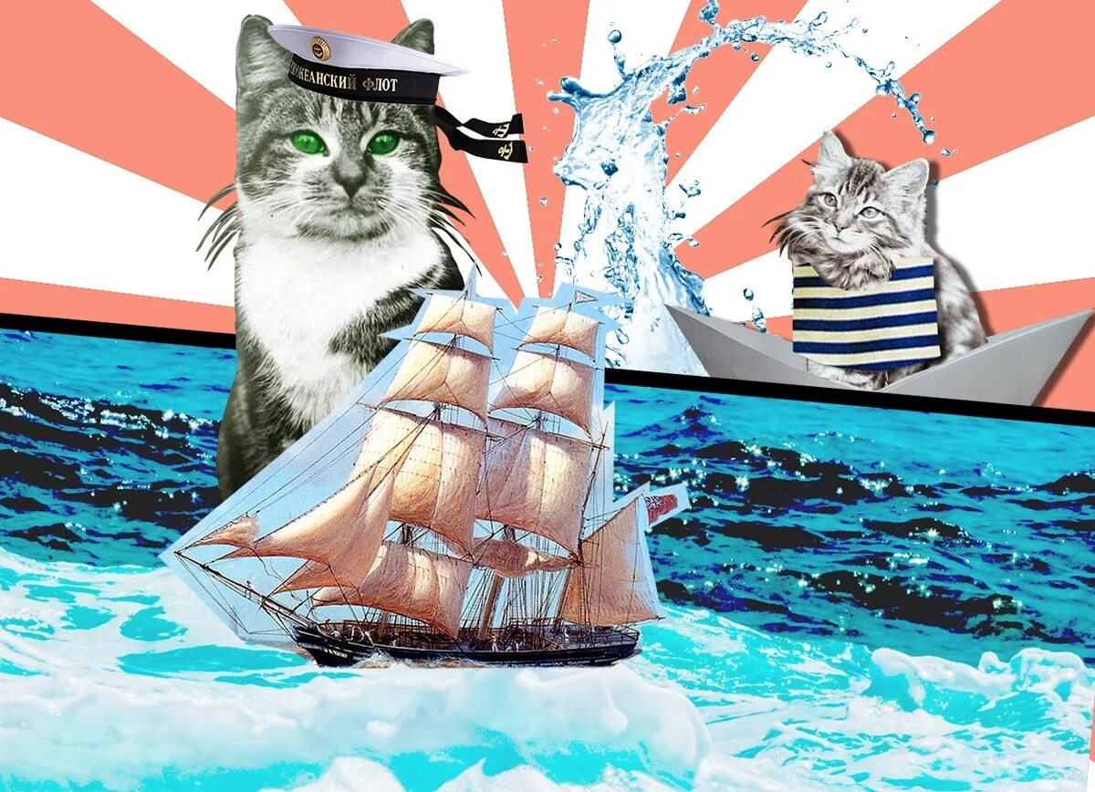 Корабельный кот. Коты мореходы. Кошка на корабле. Кошка на корабле арт.