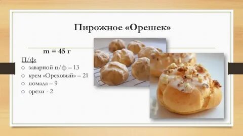 Технологическая карта заварного теста