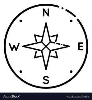 Navigation compass cardinal points stroke Vector Image