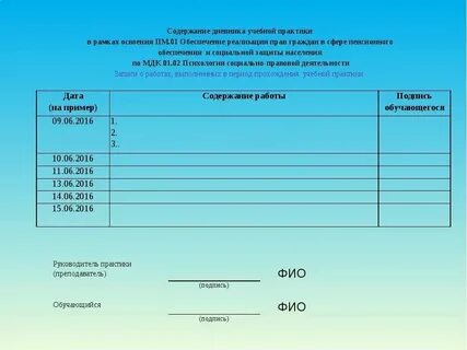 План практики для студента