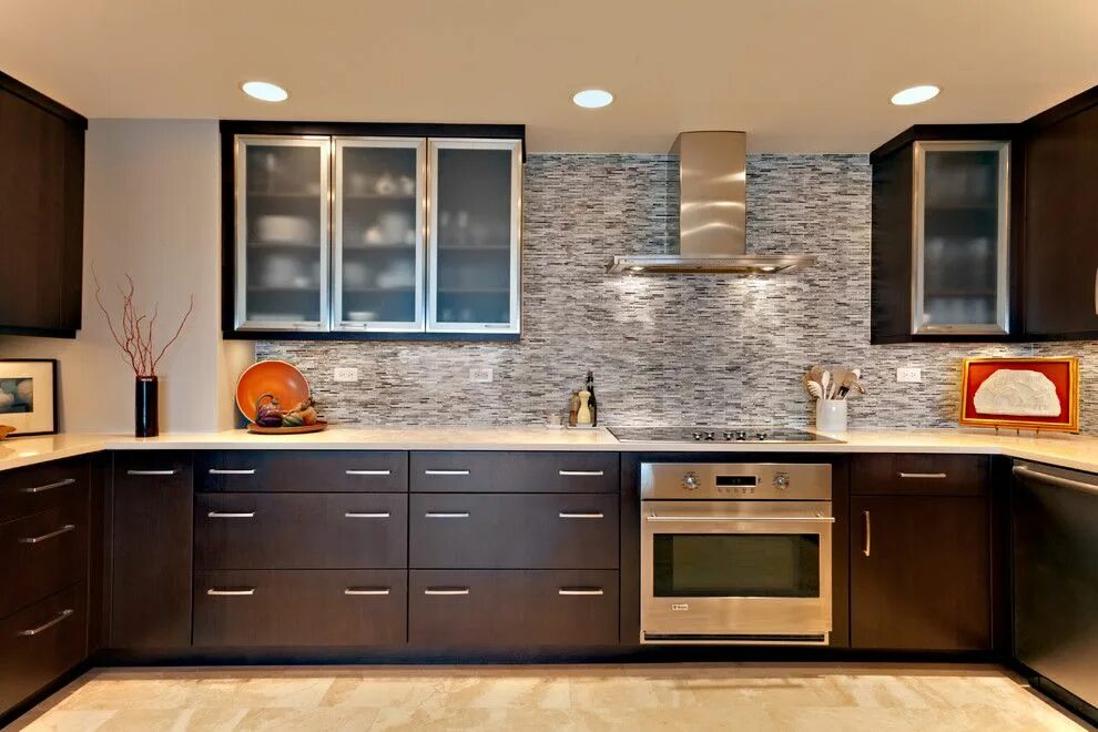 dark stained kitchen cabinets - Google Search Dark wood kitchen cabinets, Kitche