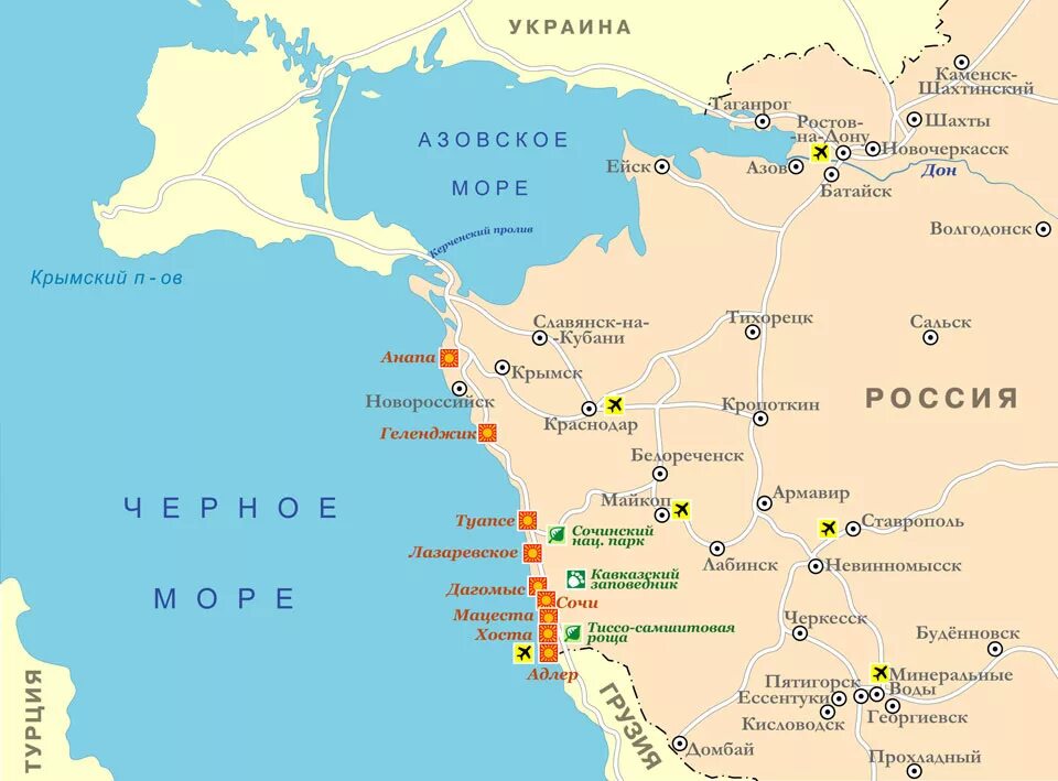 Карта Черноморского побережья Краснодарского края с городами. Карта Краснодарского края побережье черного моря. Карта черного моря Краснодарский край. Карта Краснодарского края аэропорты Черноморского побережья. М южная на карте