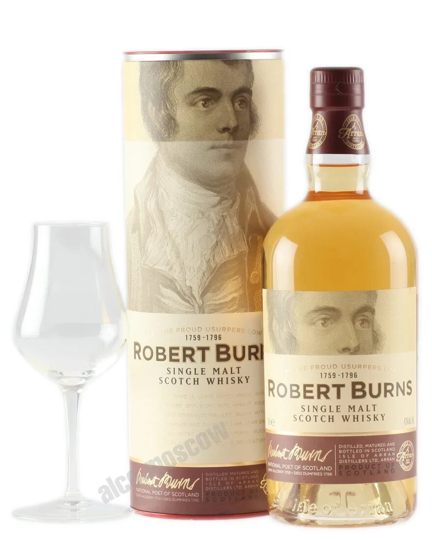 7. 7. Роберт бернс малт. 700л в тубе. Robert burns виски single malt.