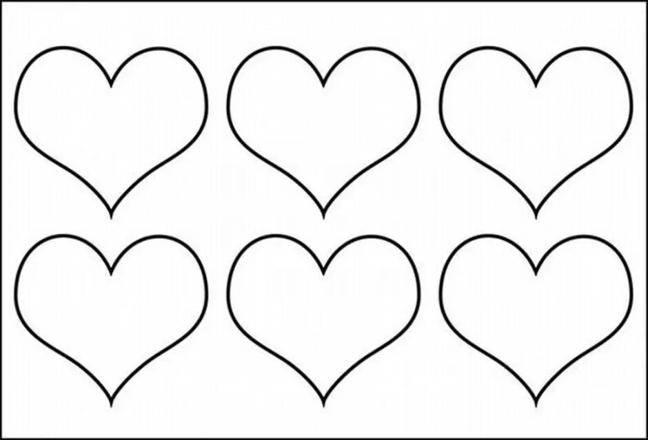Сердечки разных размеров. Сердечко шаблон. Трафарет сердечки. Рисунок сердечка для вырезания.