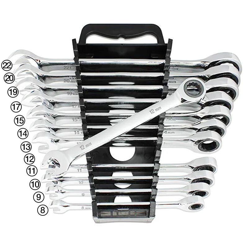 Набор гаечных ключей kraftool 27235-h7. Набор метрических ключей. Набор гаечных ключей с храповым 1/2. Набор комбинированных метрических ключей с храповым механизмом. Универсальный гаечный ключ автомобильный.