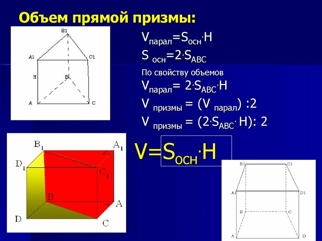 Объем 3 Призмы формула. Объем треугольной Призмы формула. Формула нахождения объема Призмы. Объем прямой Призмы формула.