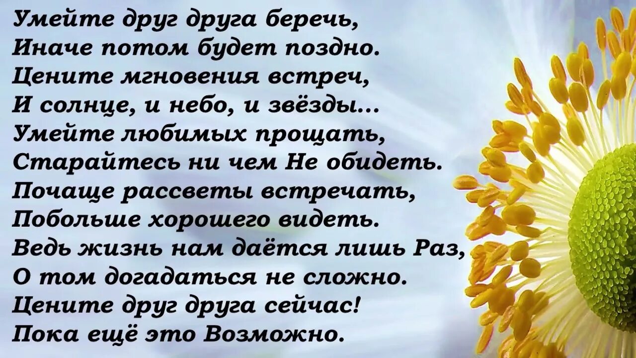 Пусть родные ценят и