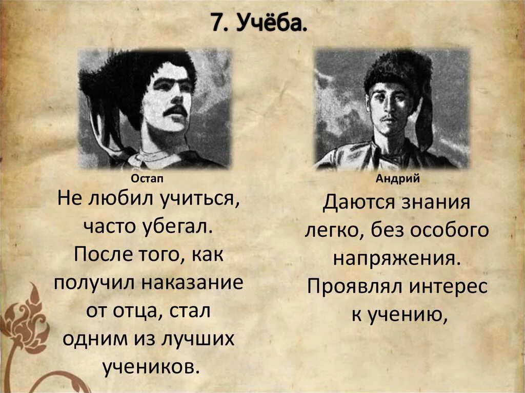 Сравнения в тарасе бульбе. Отношение к учёбе Остапа и Андрия из Тараса бульбы. Тарас Бульба отношение к учёбе Остапа и Андрия. Поведение в битве Андрия из Тарас Бульба и Остапа. Остап и Андрий в бою Тарас Бульба.