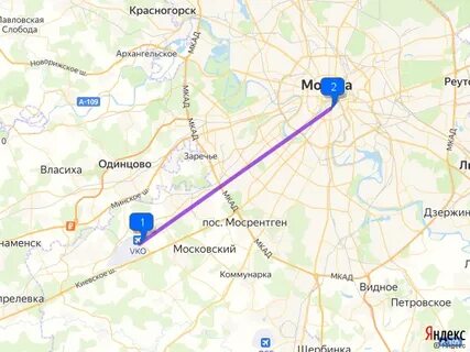 Расстояние от внуково до москвы