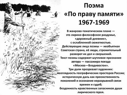 Анализ поэмы по праву памяти кратко
