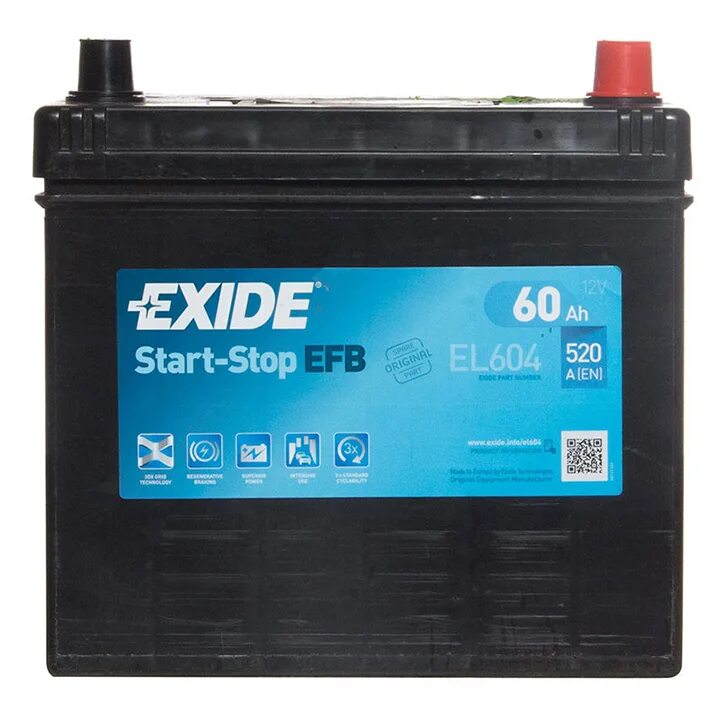 Аккумулятор 12v 60. El604 Exide АКБ Exide start-stop EFB 12v 60ah 520a 222x173x230 /-+/. Аккумулятор Exide EFB el 604 60ah. Exide EFB 60ah 520a el604. Exide start-stop EFB 60 Ah.