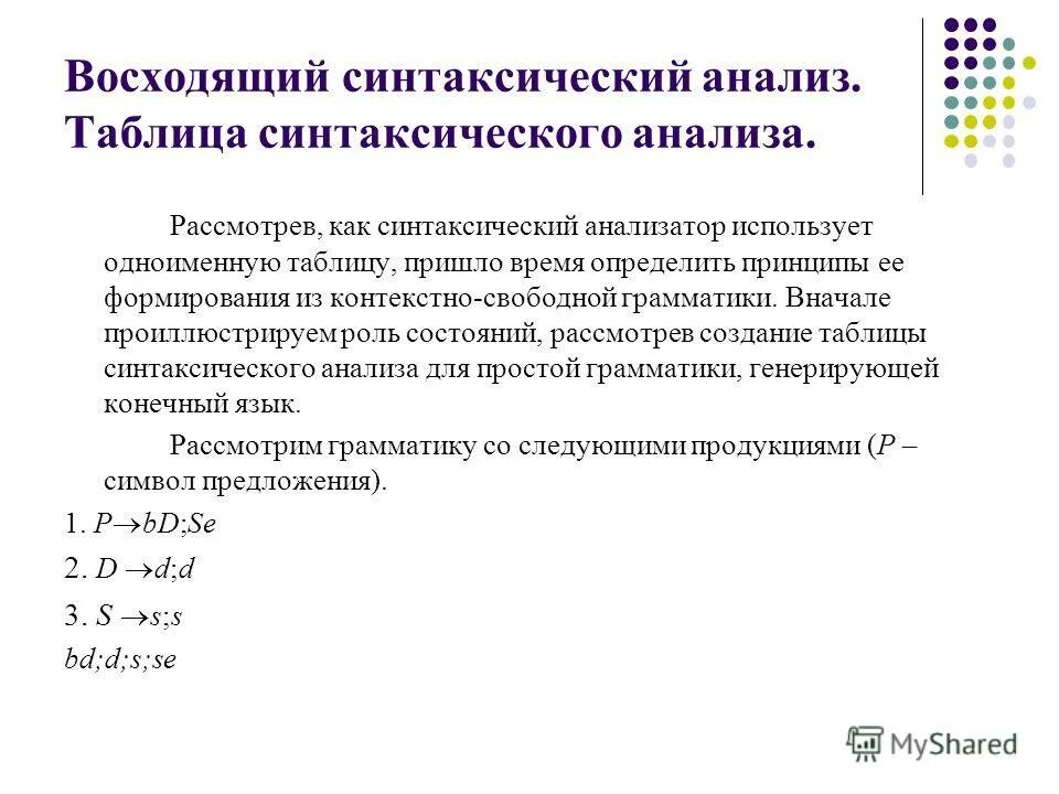 метод синтаксического анализа