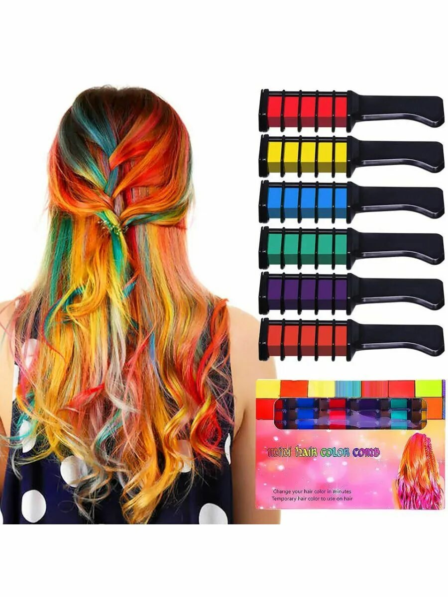 Мелки для волос "hot huez" (набор 4 шт. Окрашивание волос мелками. Мелки для волос. Окрашивание волос мелками. Как пользоваться краской для волос.