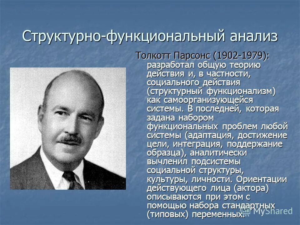 Автором теории структурно функционального анализа является. Автором теории структурно функционального анализа является