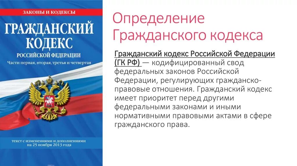 Приказ гк рф. Гражданский кодекс Российской Федерации (ГК РФ). Гражданский кодекс РФ это определение. Гражданский кодекс это определение. Гражданскийкодексе РФ,.