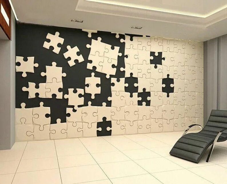 Пазлы на стену в интерьере белые Wall mural Puzzle